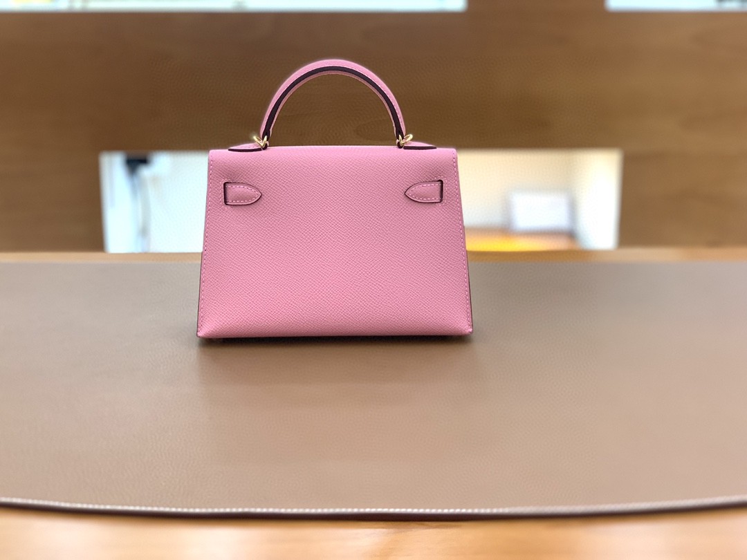 Hermès（爱马仕）mini Kelly 迷你凯莉 Epsom 奶昔粉 金扣 19cm