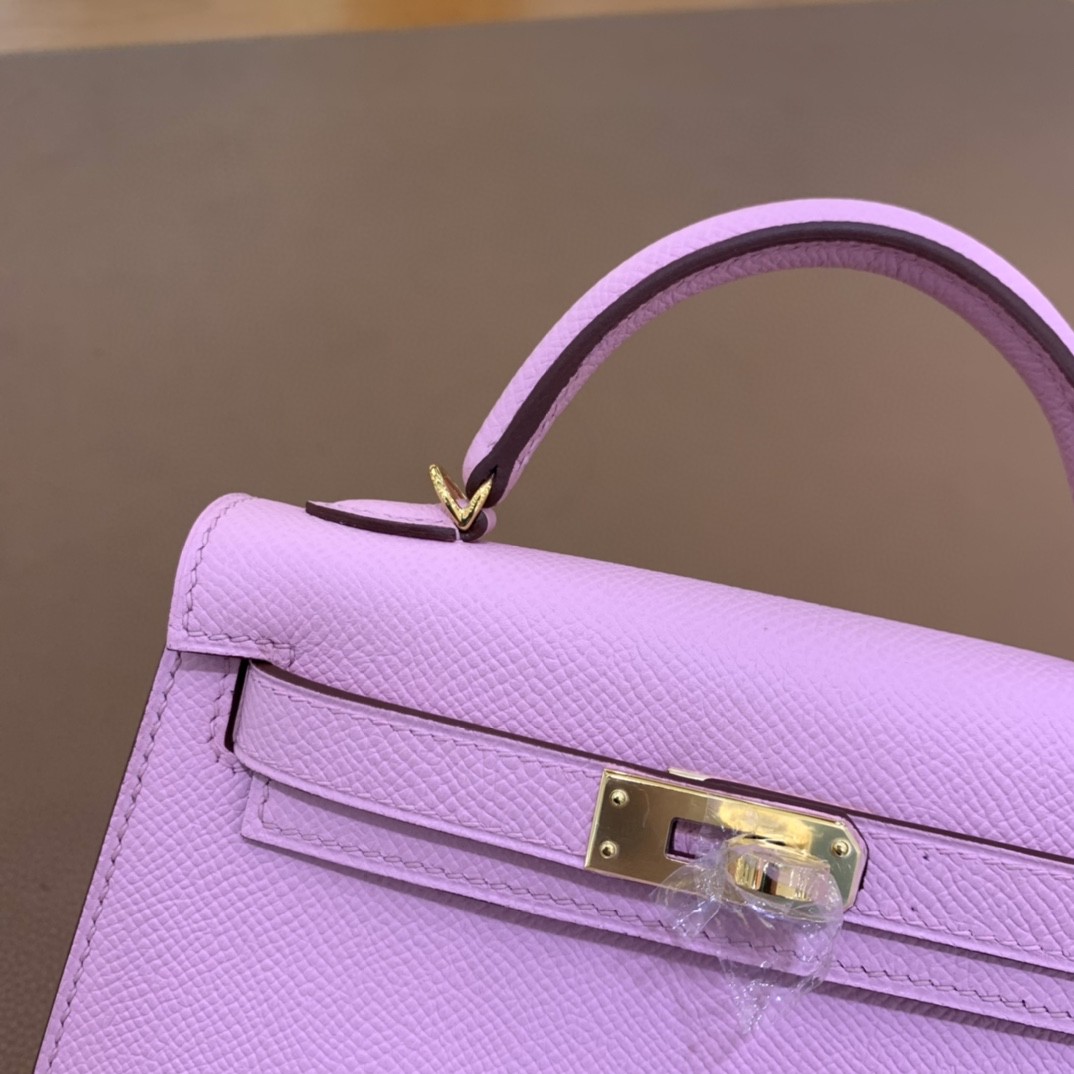 Hermès（爱马仕）mini Kelly 迷你凯莉 Epsom 锦葵紫 金扣 19cm