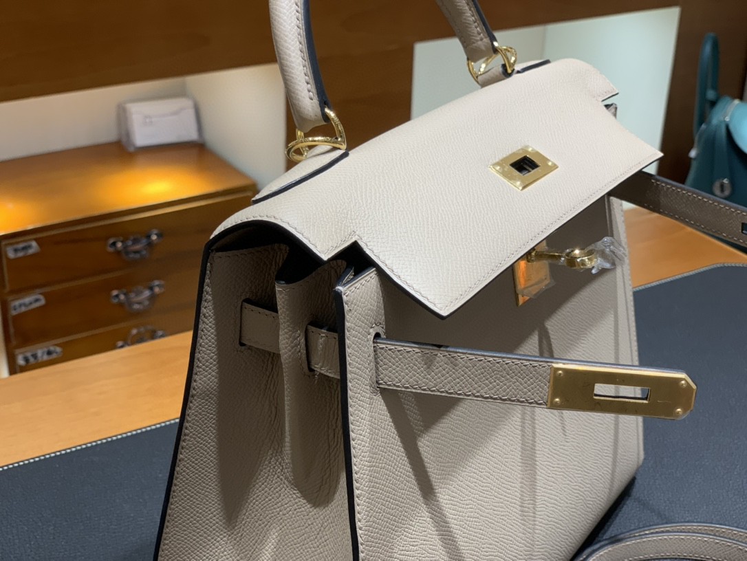 Hermès（爱马仕）Kelly 凯莉包 Epsom 斑鸠灰 金扣 28cm