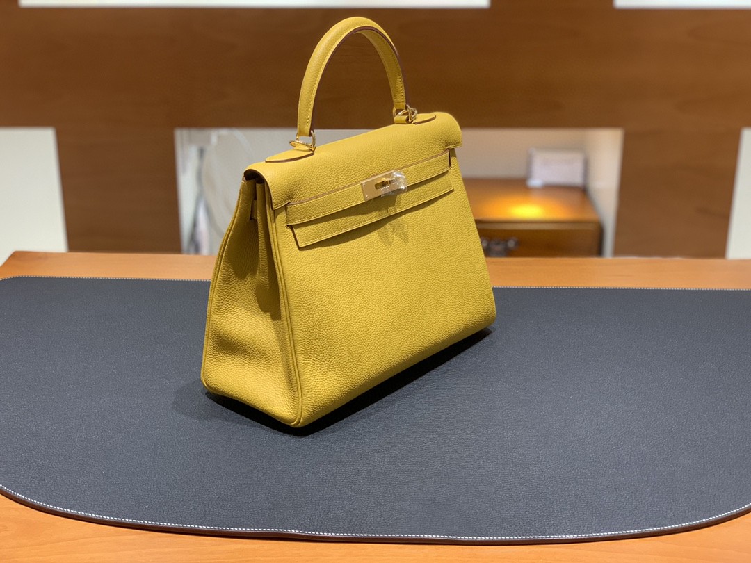 Hermès（爱马仕）Kelly 凯莉包 Togo 9D 琥珀黄 金扣 28cm