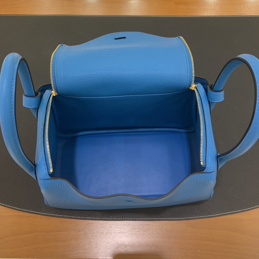 Hermès（爱马仕）Lindy 琳迪包 TC 0F 佛罗里达蓝色 金扣 26cm