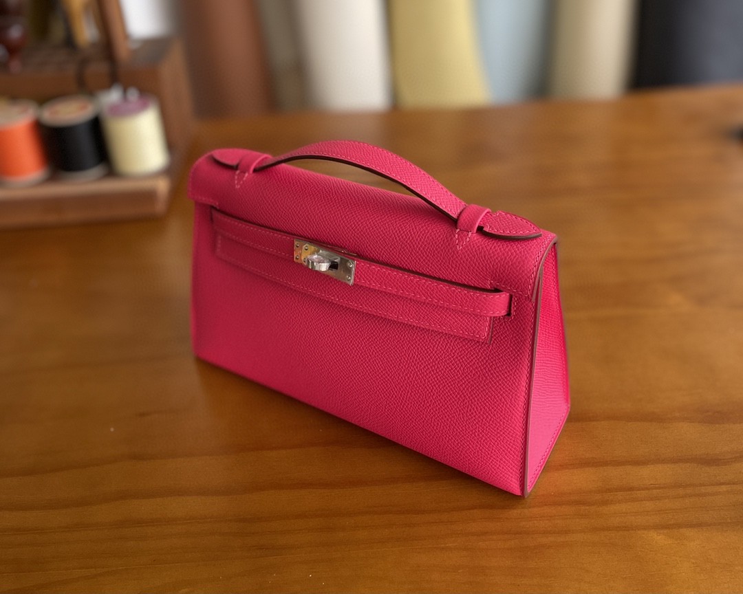 Hermès（爱马仕）mini kelly pochette Epsom i6 极致粉 银扣 22cm