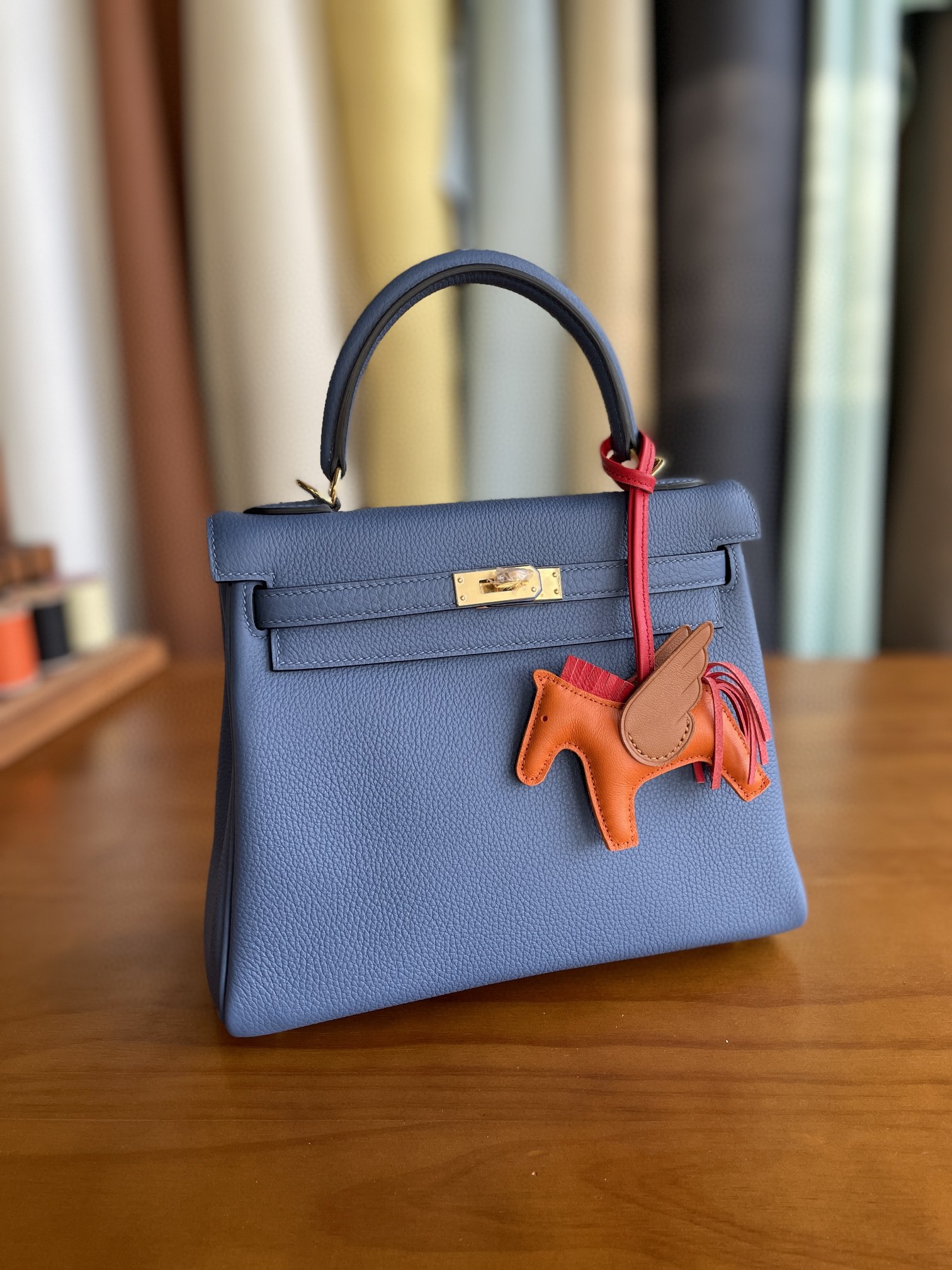 Hermès（爱马仕）Kelly 凯莉包 togo R2 玛瑙蓝 金扣 25cm