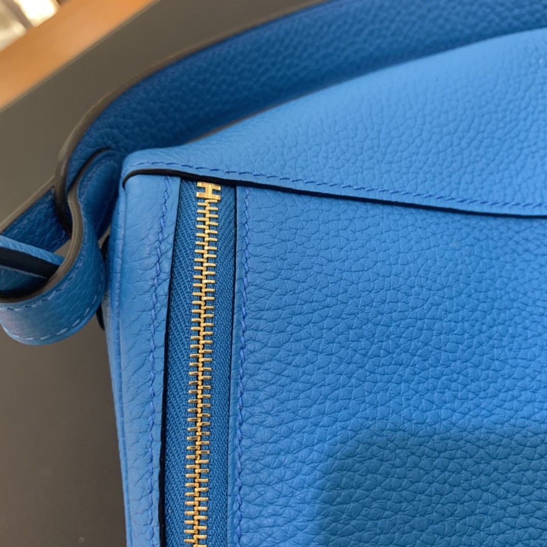 Hermès（爱马仕）Lindy 琳迪包 TC 0F 佛罗里达蓝色 金扣 26cm
