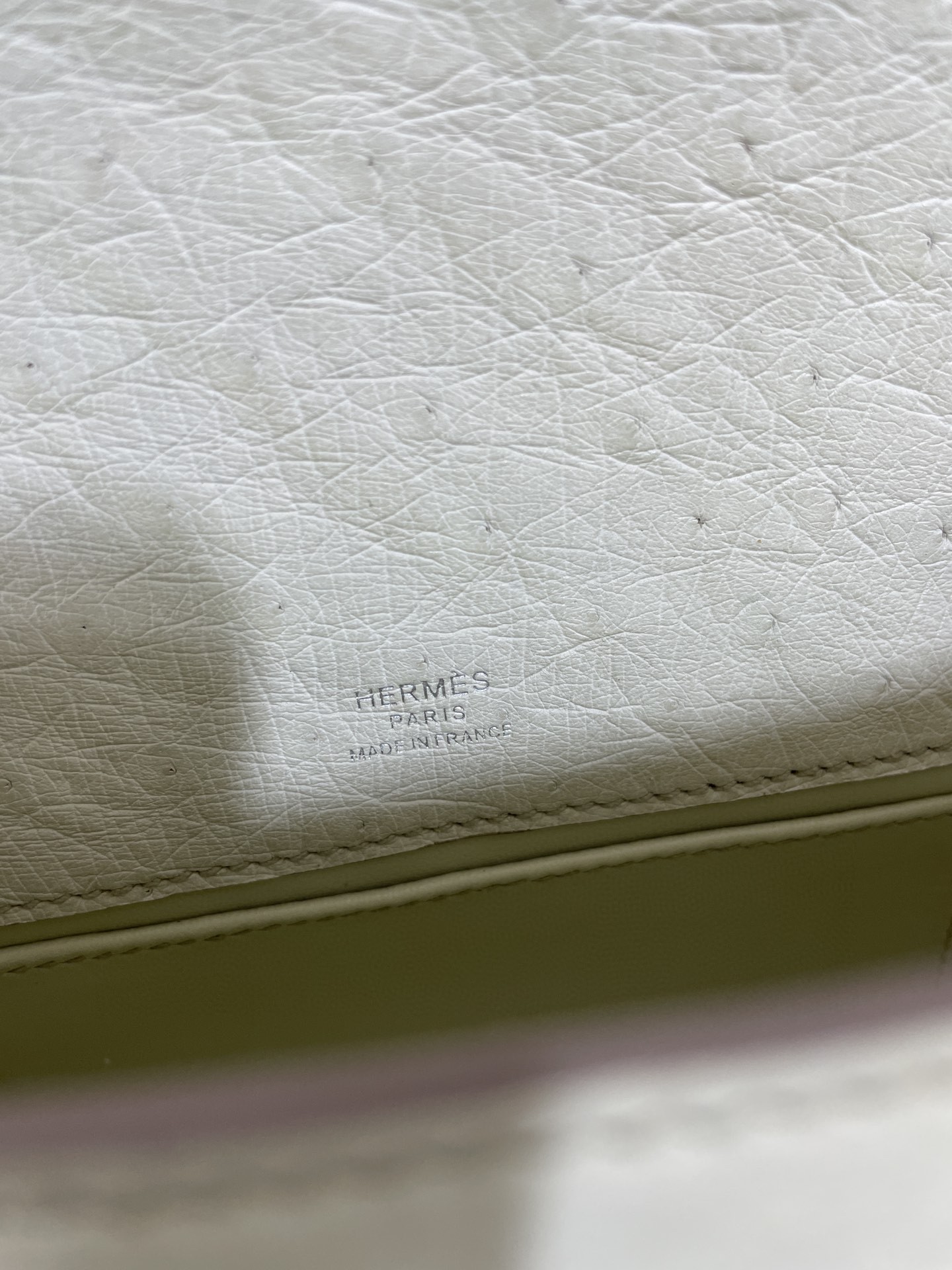 Hermès（爱马仕）mini Kelly 迷你凯莉 南非kk鸵鸟 8L 冰川白 银扣 22cm