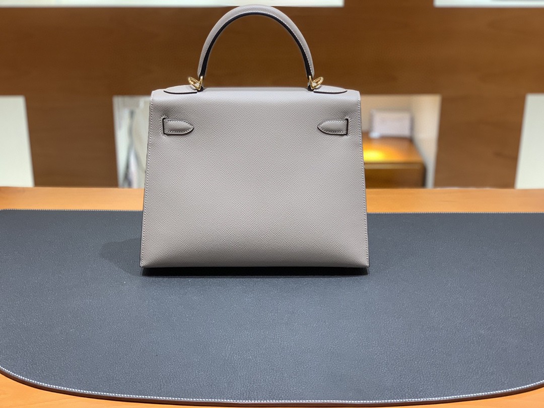 Hermès（爱马仕）Kelly 凯莉包 Epsom M8 沥青灰 金扣 28cm