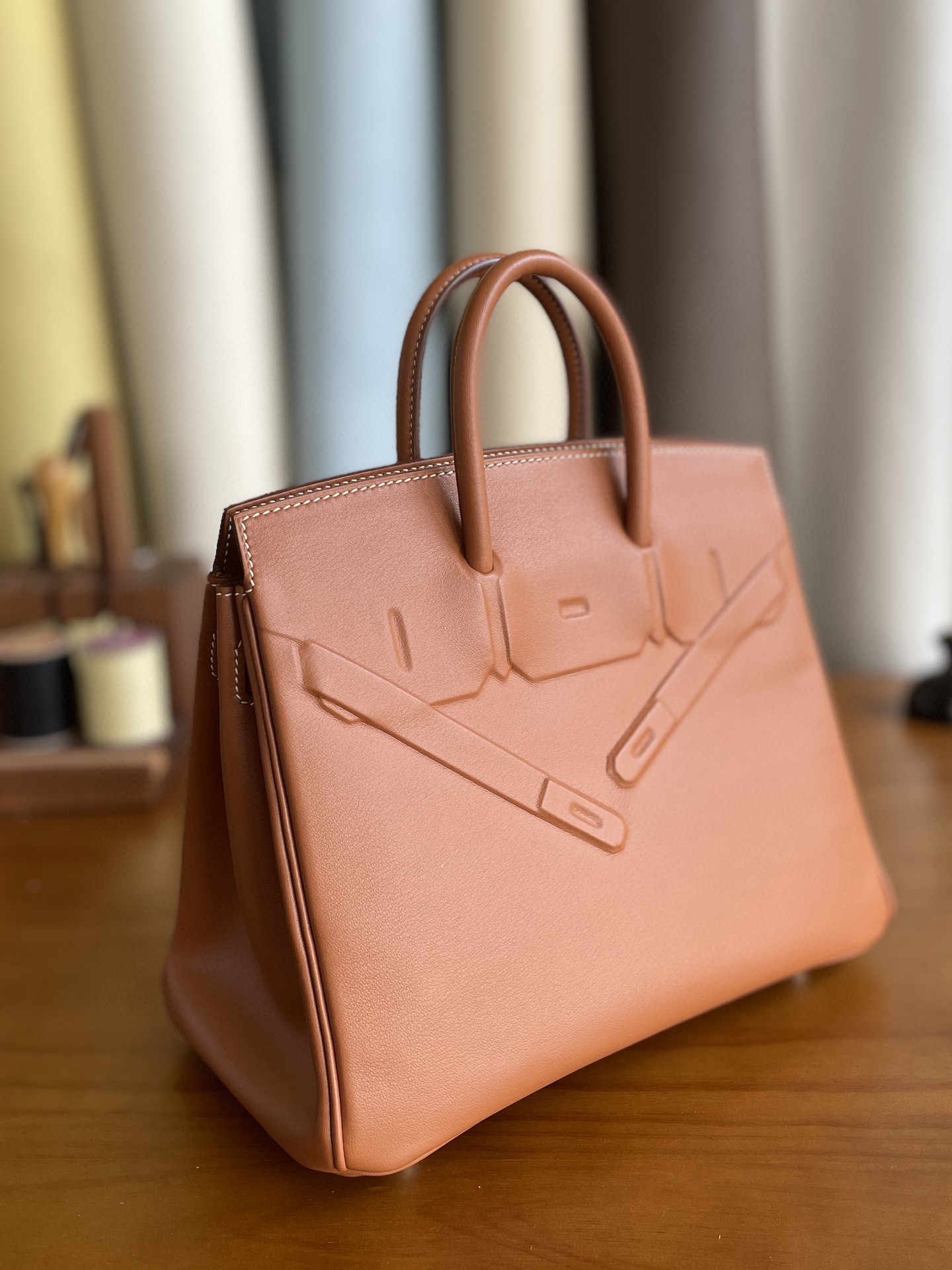 Hermès（爱马仕）Birkin shadow 幻影包 swift 金棕色 25cm
