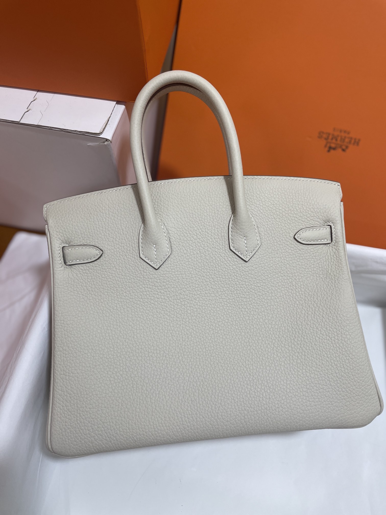 Hermès（爱马仕）Birkin 铂金包 Togo 奶昔白 玫瑰金扣 25cm