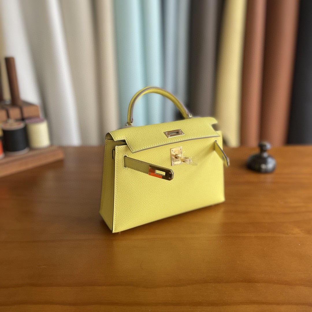 Hermès（爱马仕）mini kelly 迷你凯莉 Epsom 9r 柠檬黄 金扣 19cm