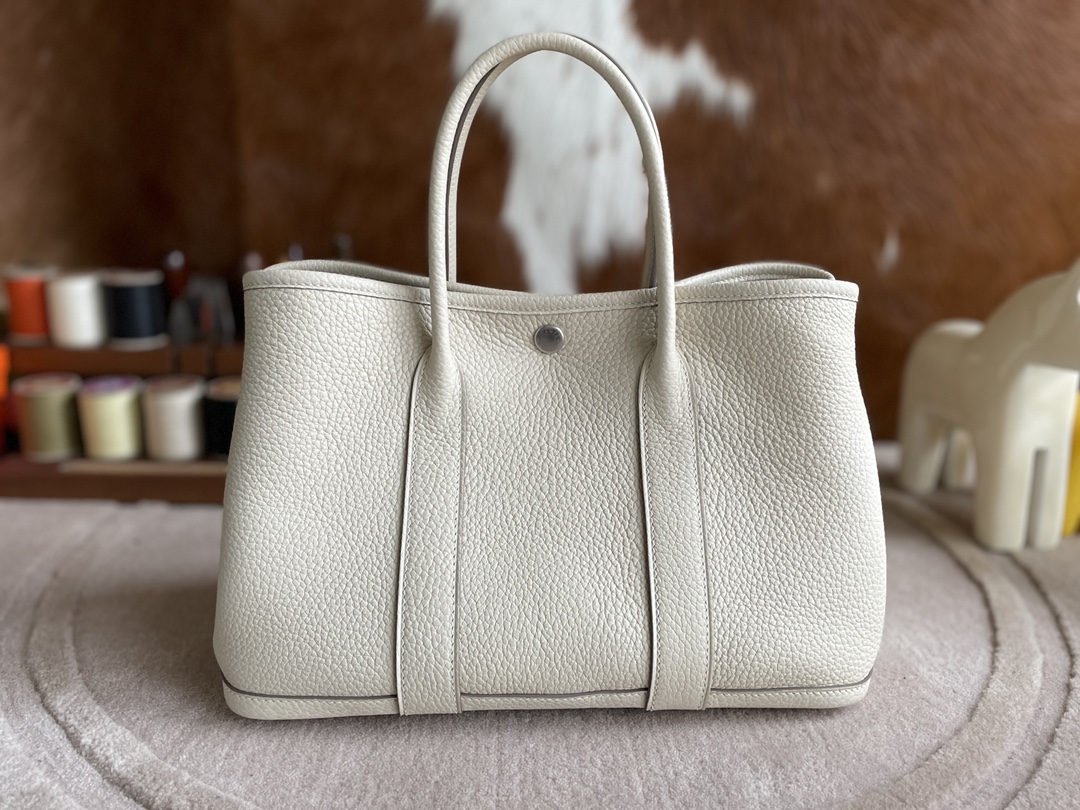 Hermès（爱马仕）Garden Party 花园包 TC 奶昔白 银扣 30cm