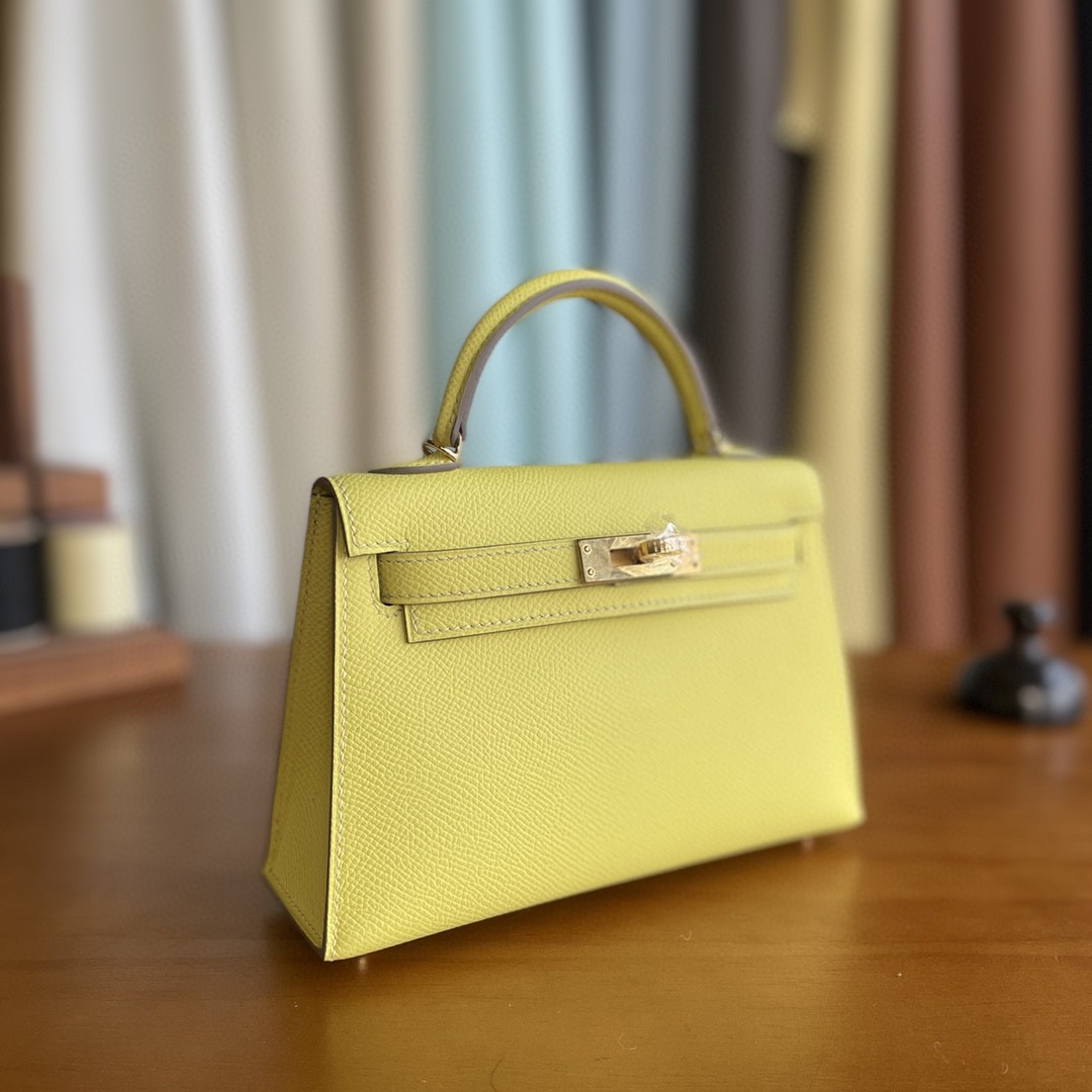 Hermès（爱马仕）mini kelly 迷你凯莉 Epsom 9r 柠檬黄 金扣 19cm