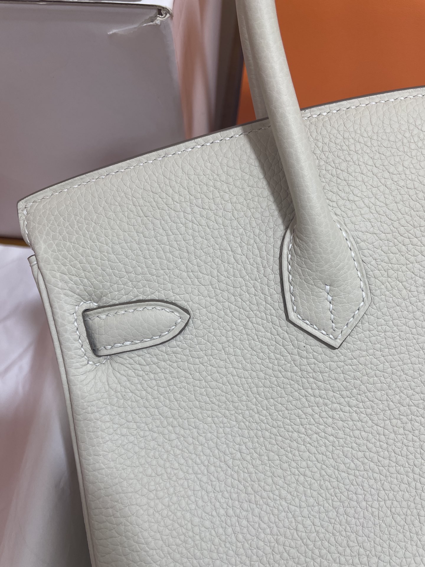 Hermès（爱马仕）Birkin 铂金包 Togo 奶昔白 玫瑰金扣 25cm