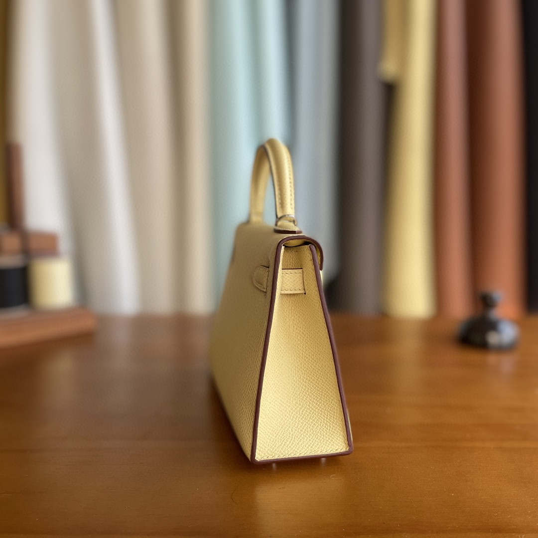 Hermès（爱马仕）mini kelly 迷你凯莉 Epsom 1z 小鸡黄 银扣 19cm