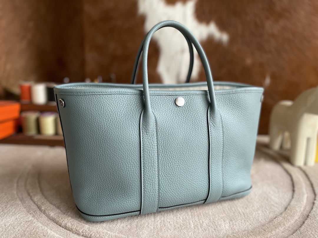 Hermès（爱马仕）Garden Party 花园包 TC 7G 天青色 银扣 30cm