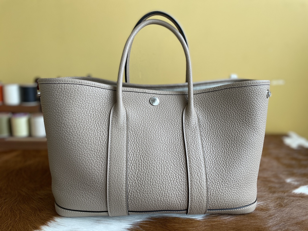 Hermès（爱马仕）Garden Party 花园包 TC 斑鸠灰 银扣 30cm
