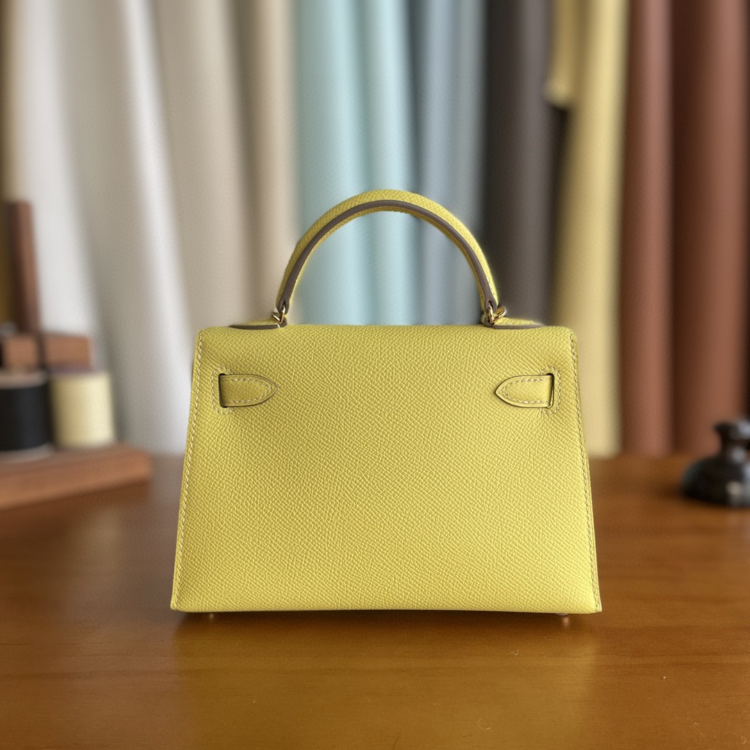 Hermès（爱马仕）mini kelly 迷你凯莉 Epsom 9r 柠檬黄 金扣 19cm