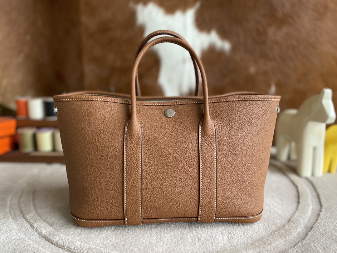 Hermès（爱马仕）Garden Party 花园包 TC 金色 银扣 30cm