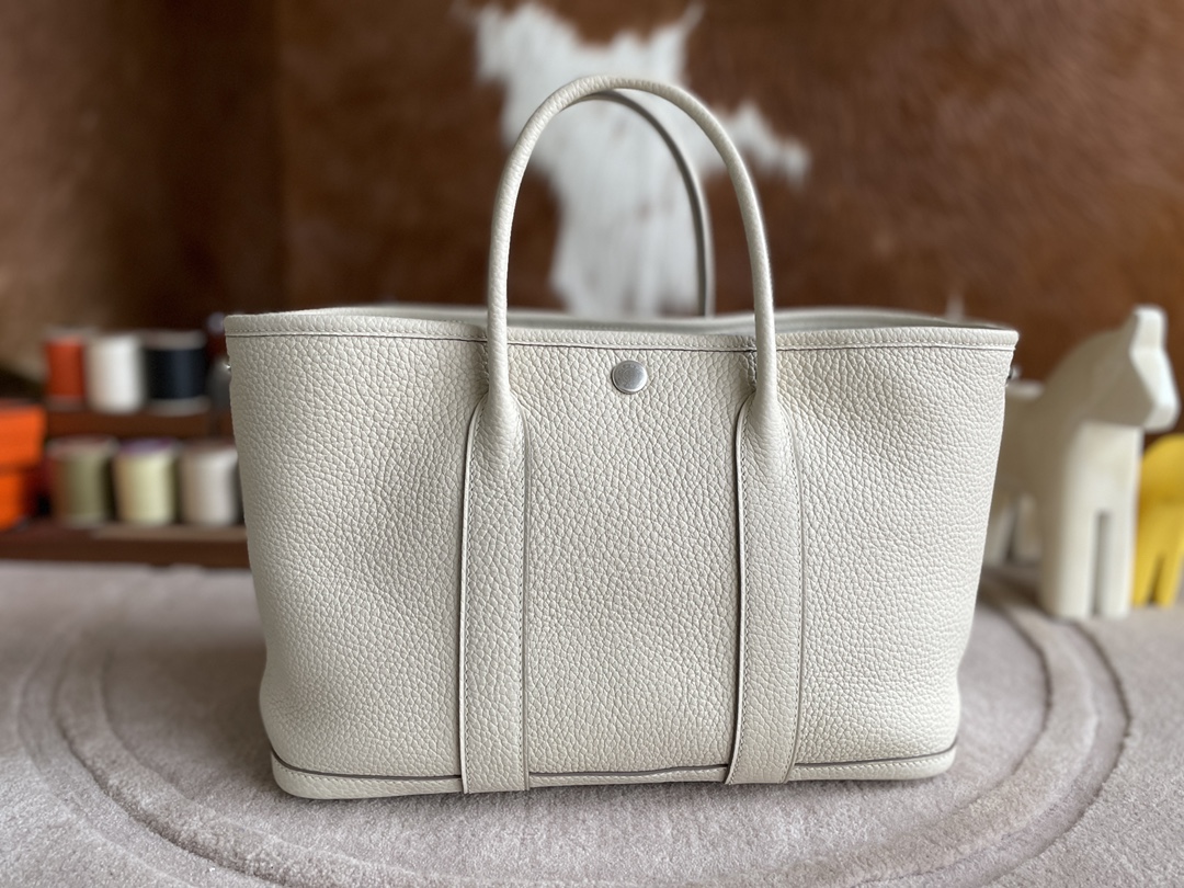 Hermès（爱马仕）Garden Party 花园包 TC 奶昔白 银扣 30cm