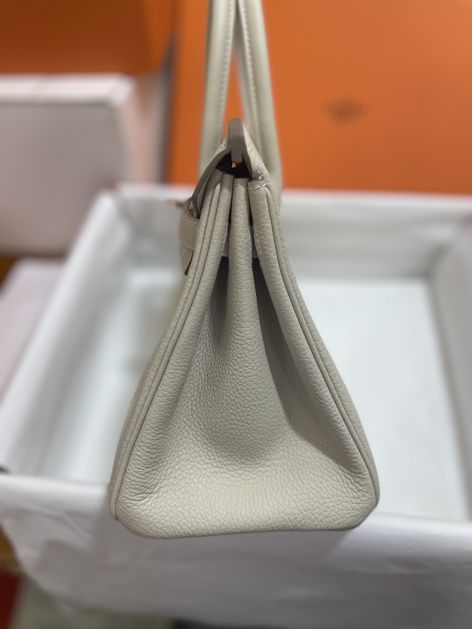 Hermès（爱马仕）Birkin 铂金包 Togo 奶昔白 玫瑰金扣 25cm