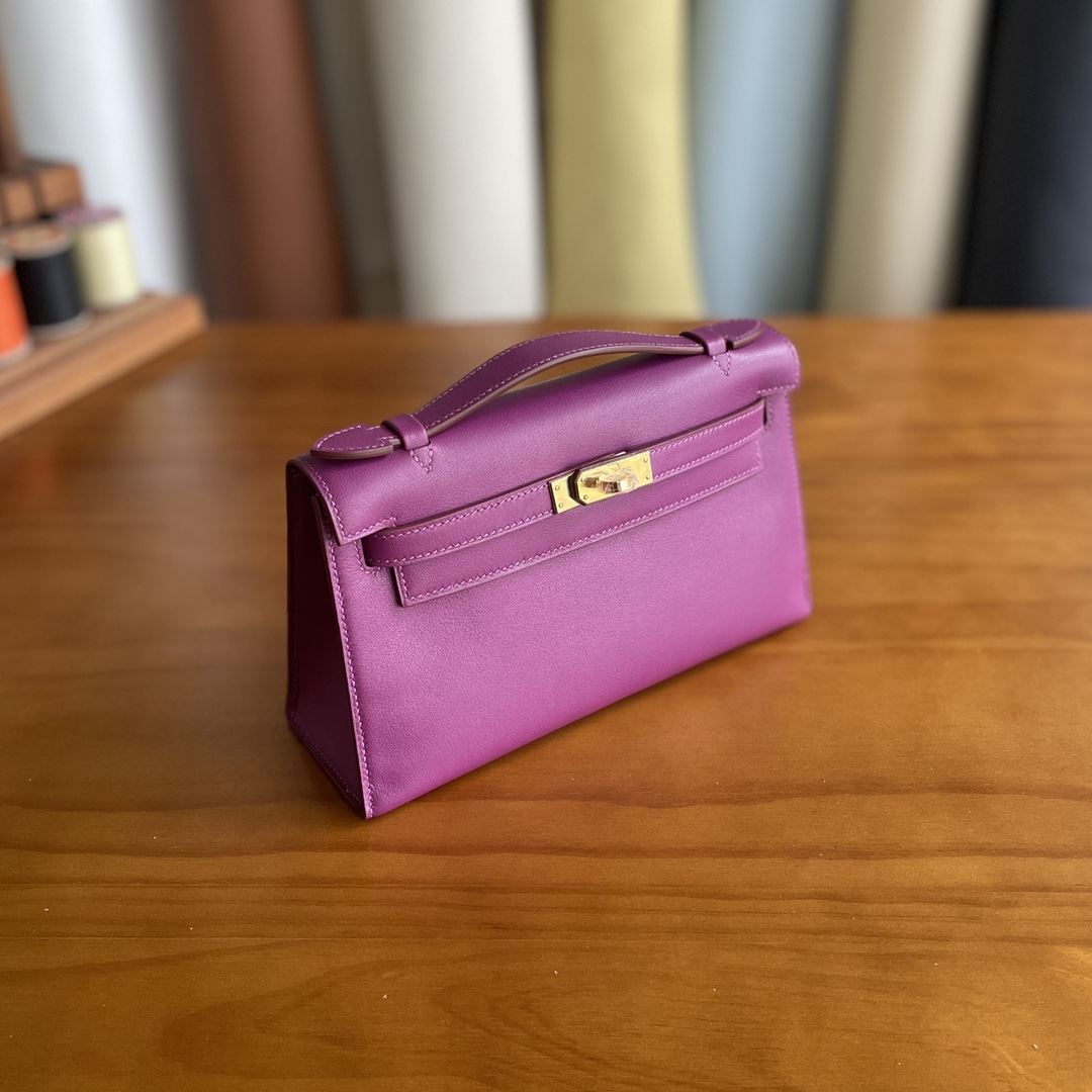 Hermès（爱马仕）mini kelly Pochette Swift皮 p9 海葵紫 金扣 22cm