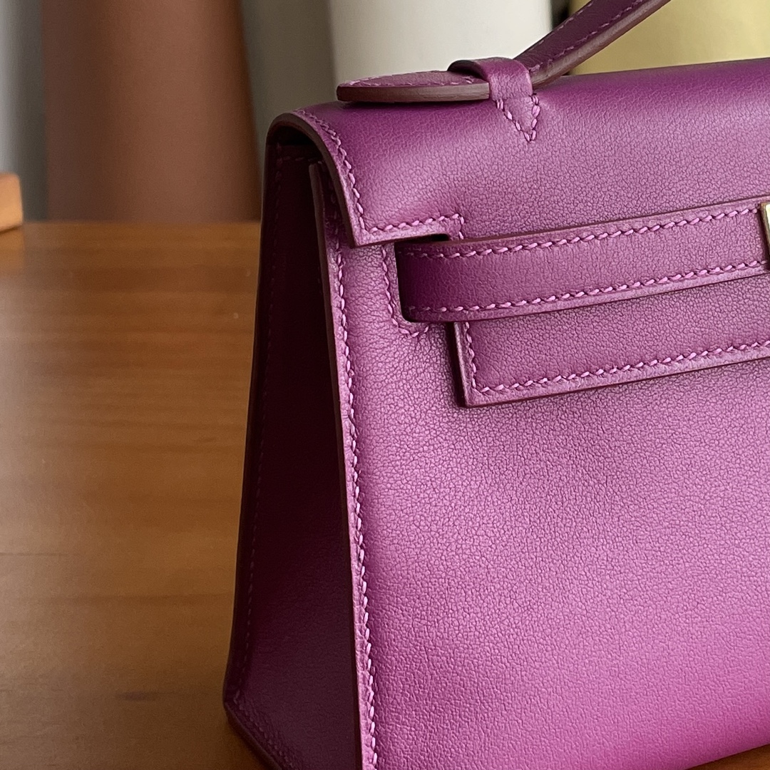 Hermès（爱马仕）mini kelly Pochette Swift皮 p9 海葵紫 金扣 22cm