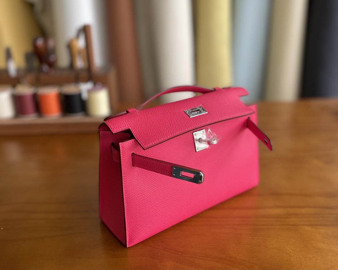 Hermès（爱马仕）mini kelly Pochette Epsom i6 极致粉 银扣 22cm