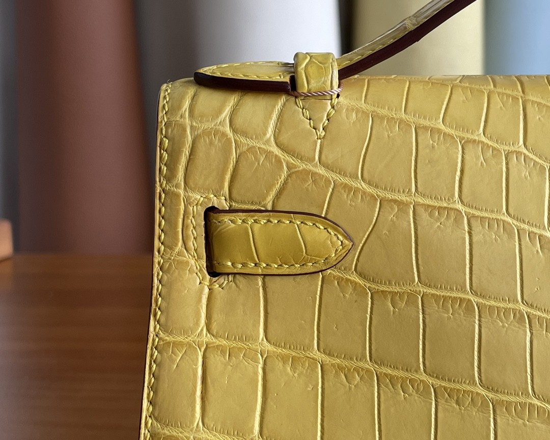 Hermès（爱马仕）mini kelly 迷你凯莉 雾面 尼罗鳄 m9 金盏花黄 金扣 22cm
