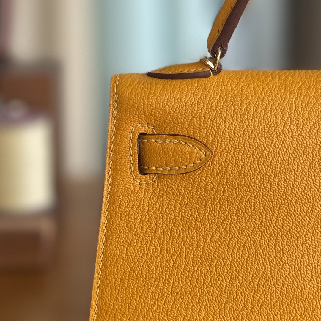 Hermès（爱马仕）mini kelly 迷你凯莉 山羊皮 9v 太阳黄 金扣 19cm