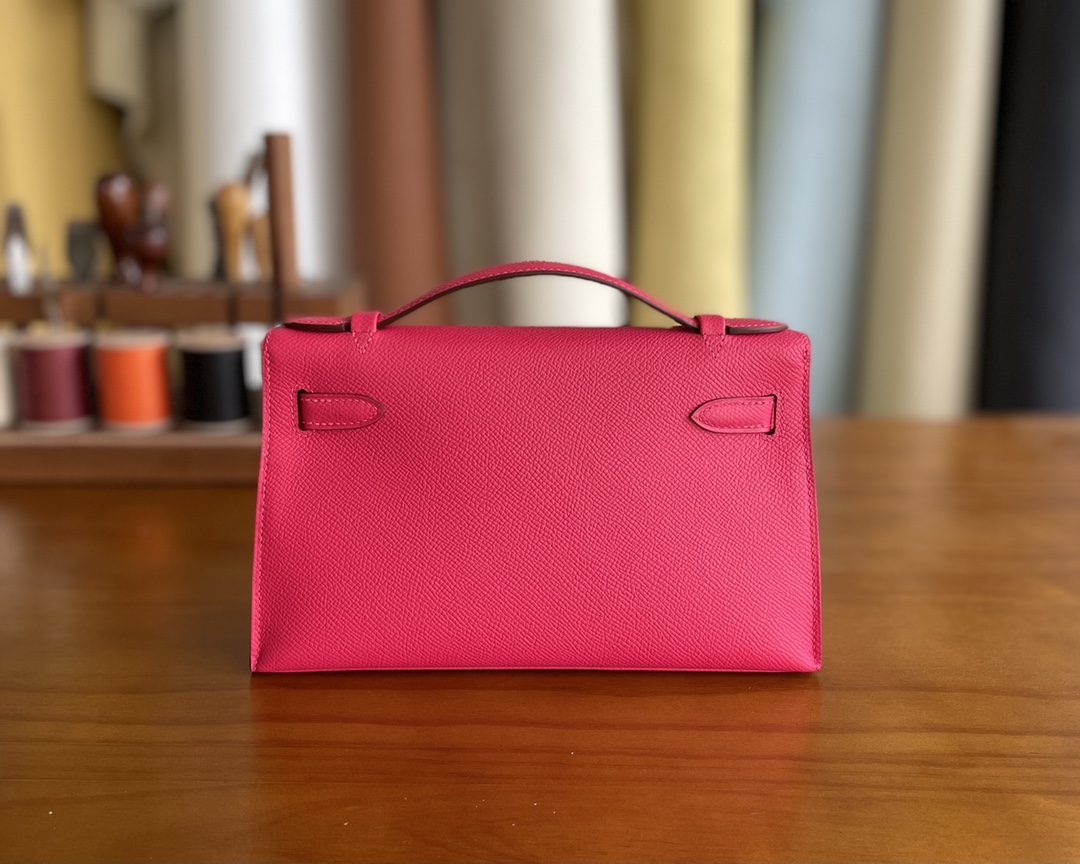 Hermès（爱马仕）mini kelly Pochette Epsom i6 极致粉 银扣 22cm