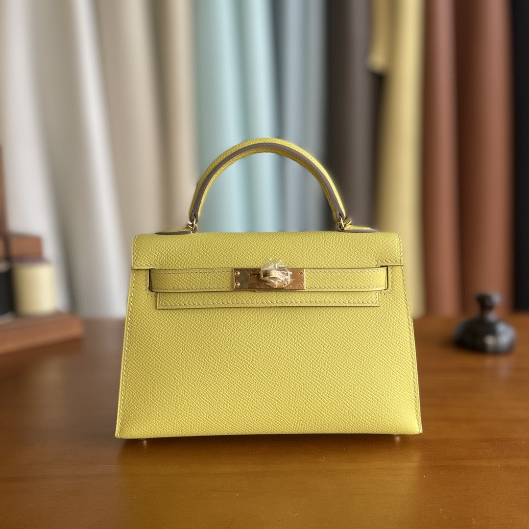 Hermès（爱马仕）mini kelly 迷你凯莉 Epsom 9r 柠檬黄 金扣 19cm