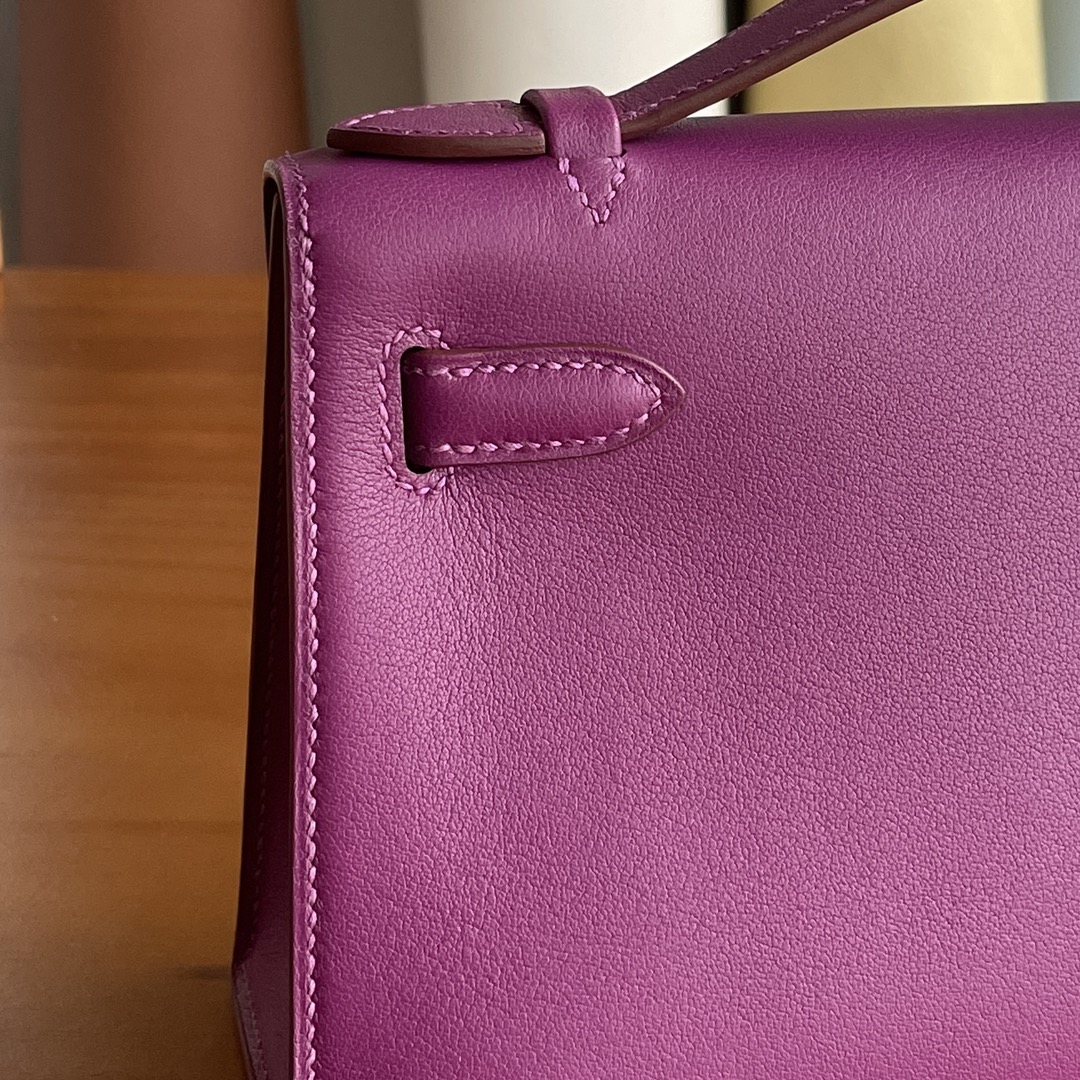 Hermès（爱马仕）mini kelly Pochette Swift皮 p9 海葵紫 金扣 22cm