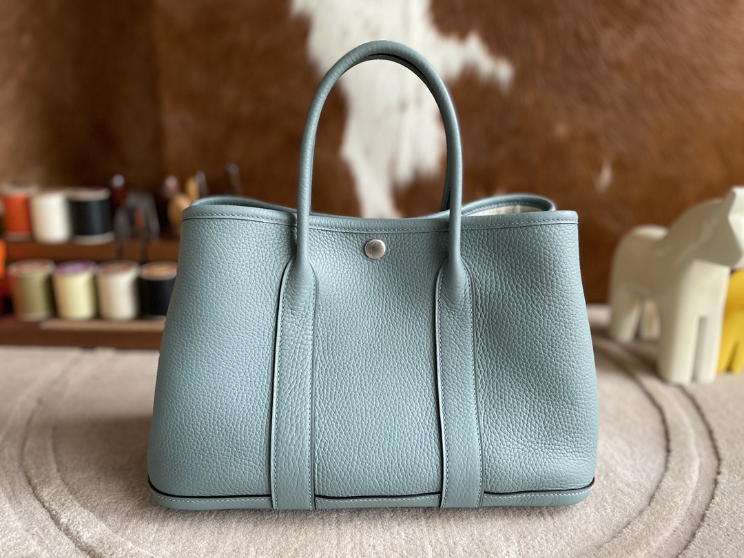 Hermès（爱马仕）Garden Party 花园包 TC 7G 天青色 银扣 30cm