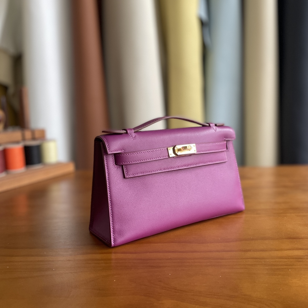 Hermès（爱马仕）mini kelly Pochette Swift皮 p9 海葵紫 金扣 22cm