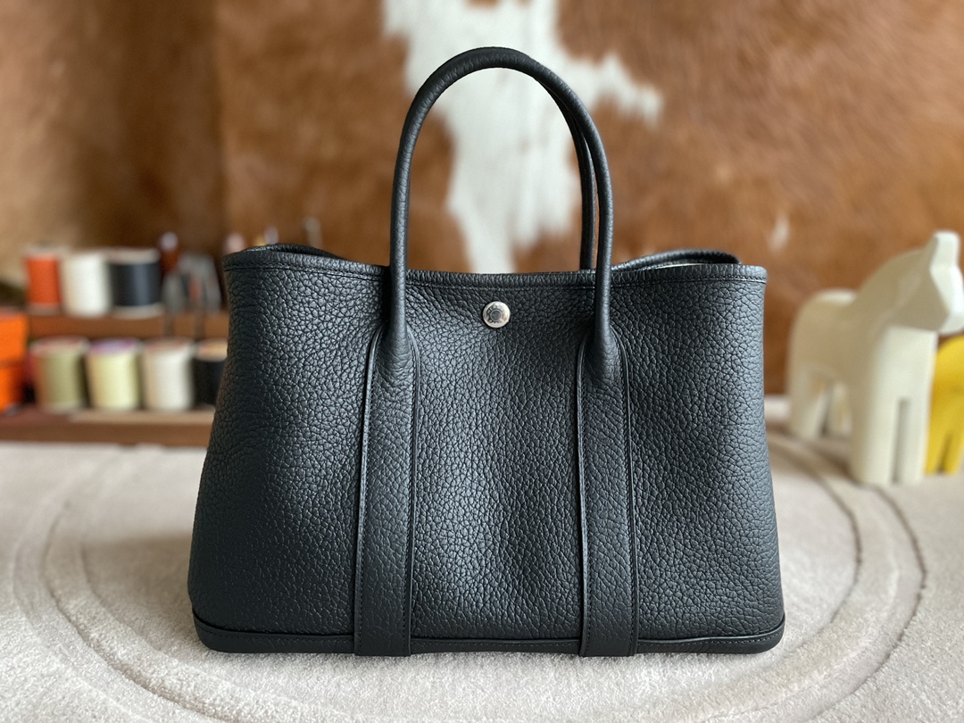 Hermès（爱马仕）Garden Party 花园包 TC 黑色 银扣 30cm