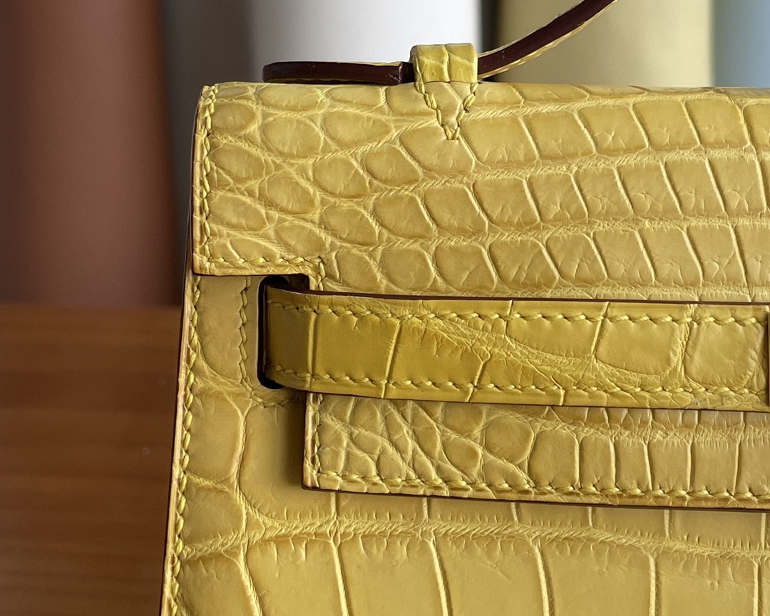 Hermès（爱马仕）mini kelly 迷你凯莉 雾面 尼罗鳄 m9 金盏花黄 金扣 22cm