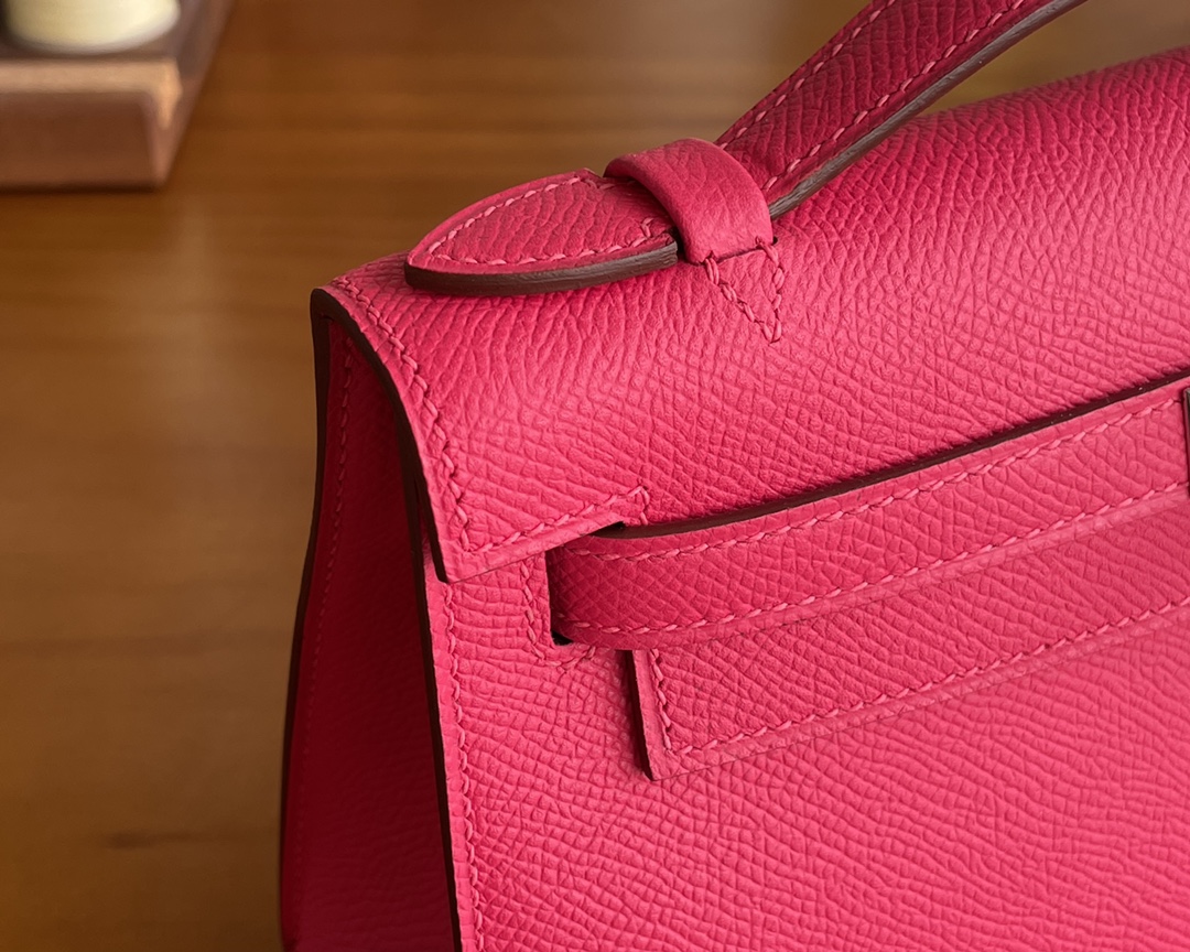 Hermès（爱马仕）mini kelly Pochette Epsom i6 极致粉 银扣 22cm