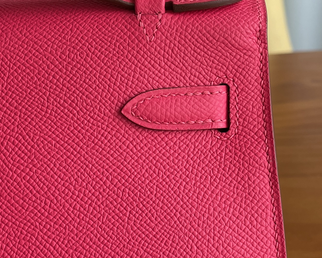 Hermès（爱马仕）mini kelly Pochette Epsom i6 极致粉 银扣 22cm