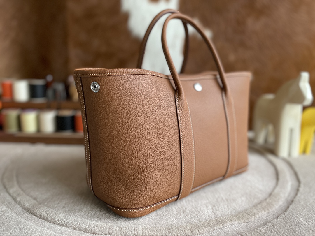 Hermès（爱马仕）Garden Party 花园包 TC 金色 银扣 30cm