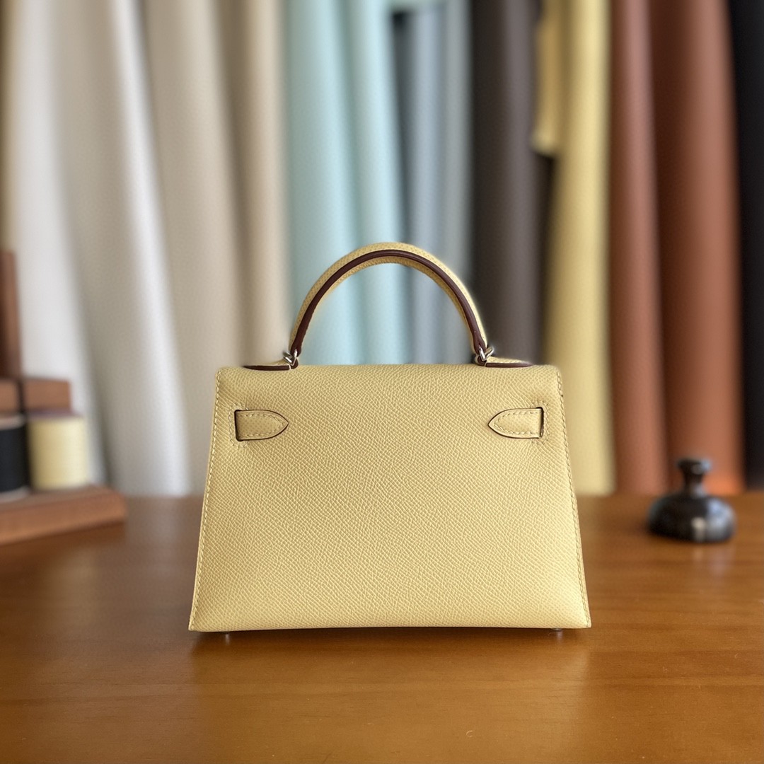Hermès（爱马仕）mini kelly 迷你凯莉 Epsom 1z 小鸡黄 银扣 19cm