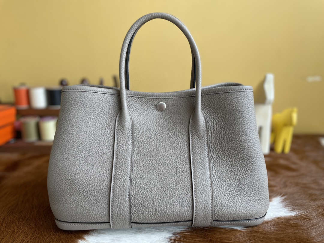 Hermès（爱马仕）Garden Party 花园包 TC m8 沥青灰 银扣 30cm