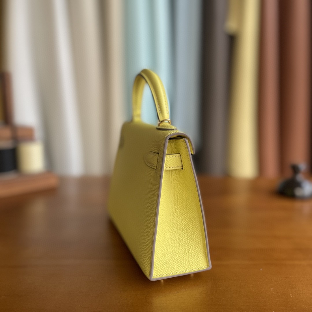 Hermès（爱马仕）mini kelly 迷你凯莉 Epsom 9r 柠檬黄 金扣 19cm