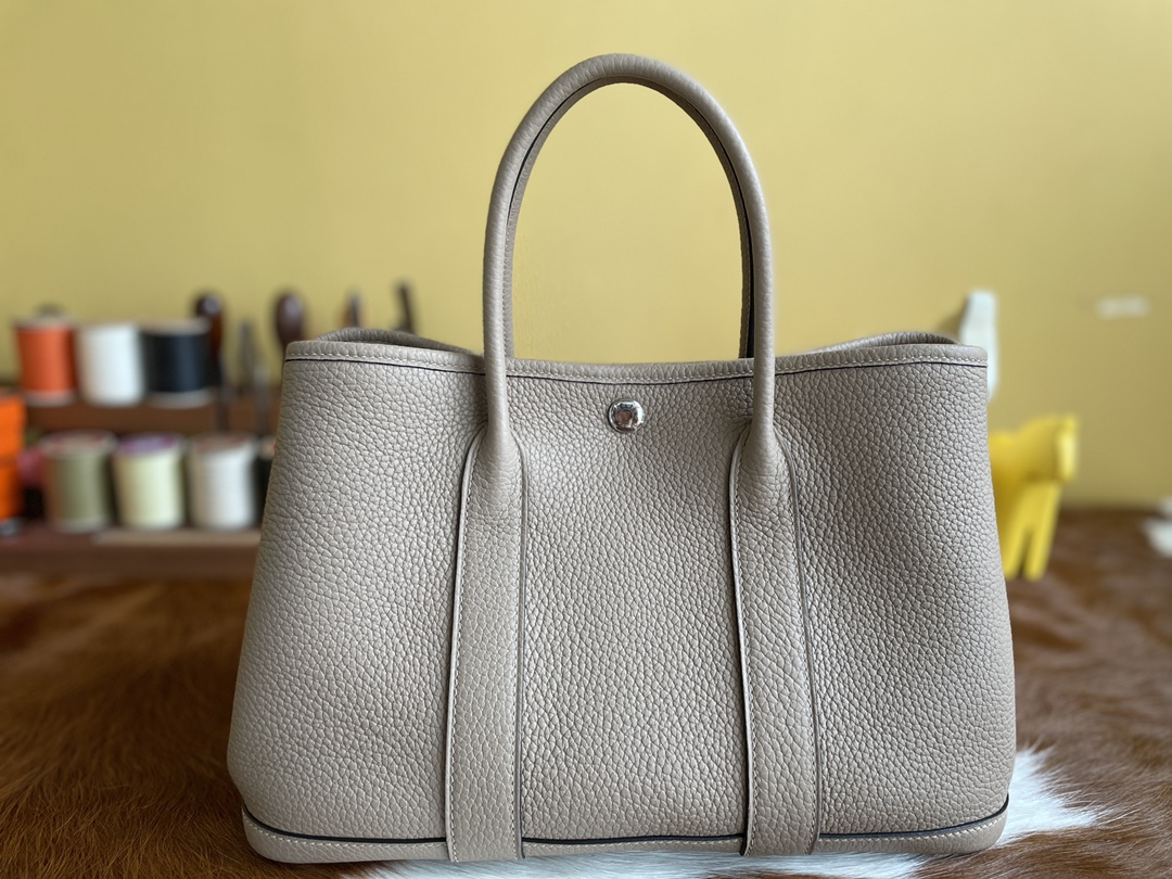 Hermès（爱马仕）Garden Party 花园包 TC 斑鸠灰 银扣 30cm