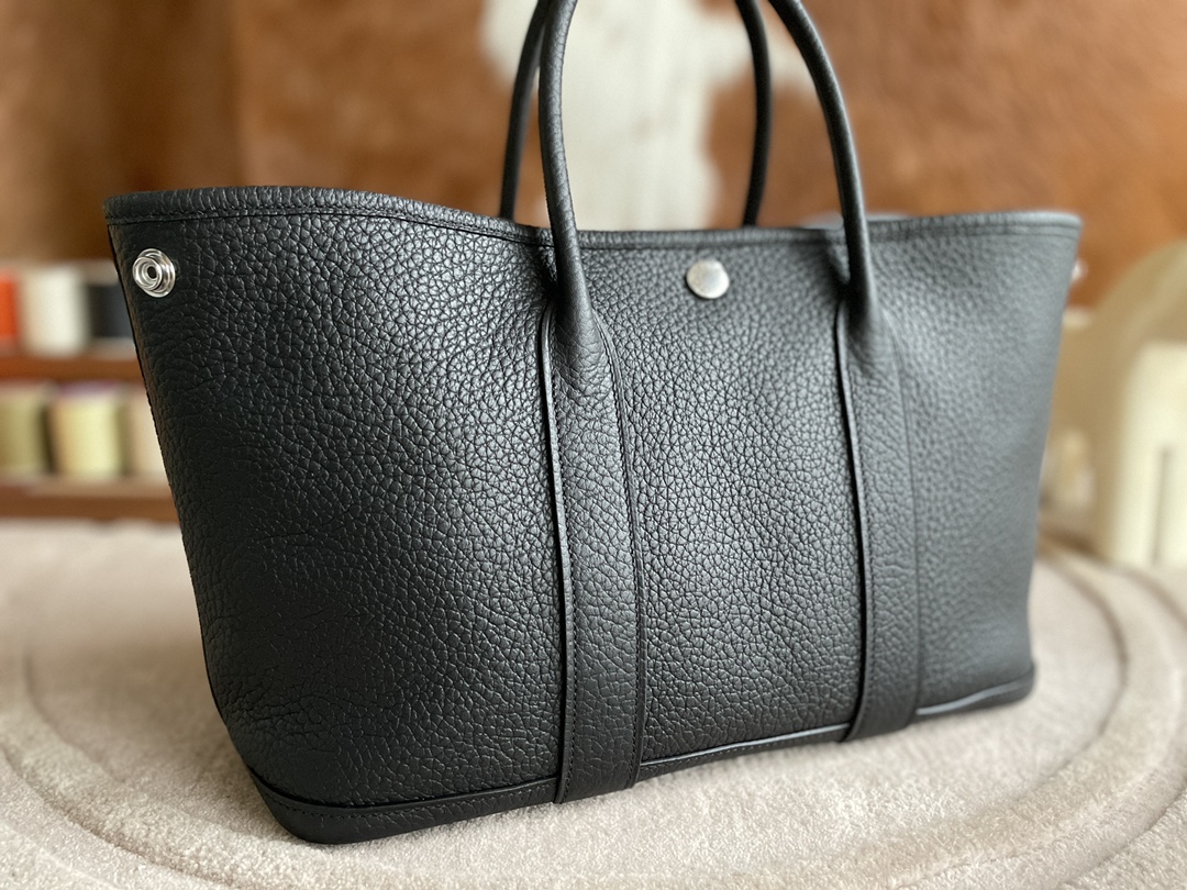 Hermès（爱马仕）Garden Party 花园包 TC 黑色 银扣 30cm
