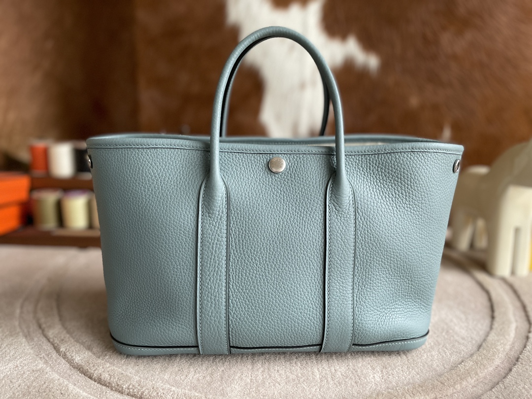 Hermès（爱马仕）Garden Party 花园包 TC 7G 天青色 银扣 30cm