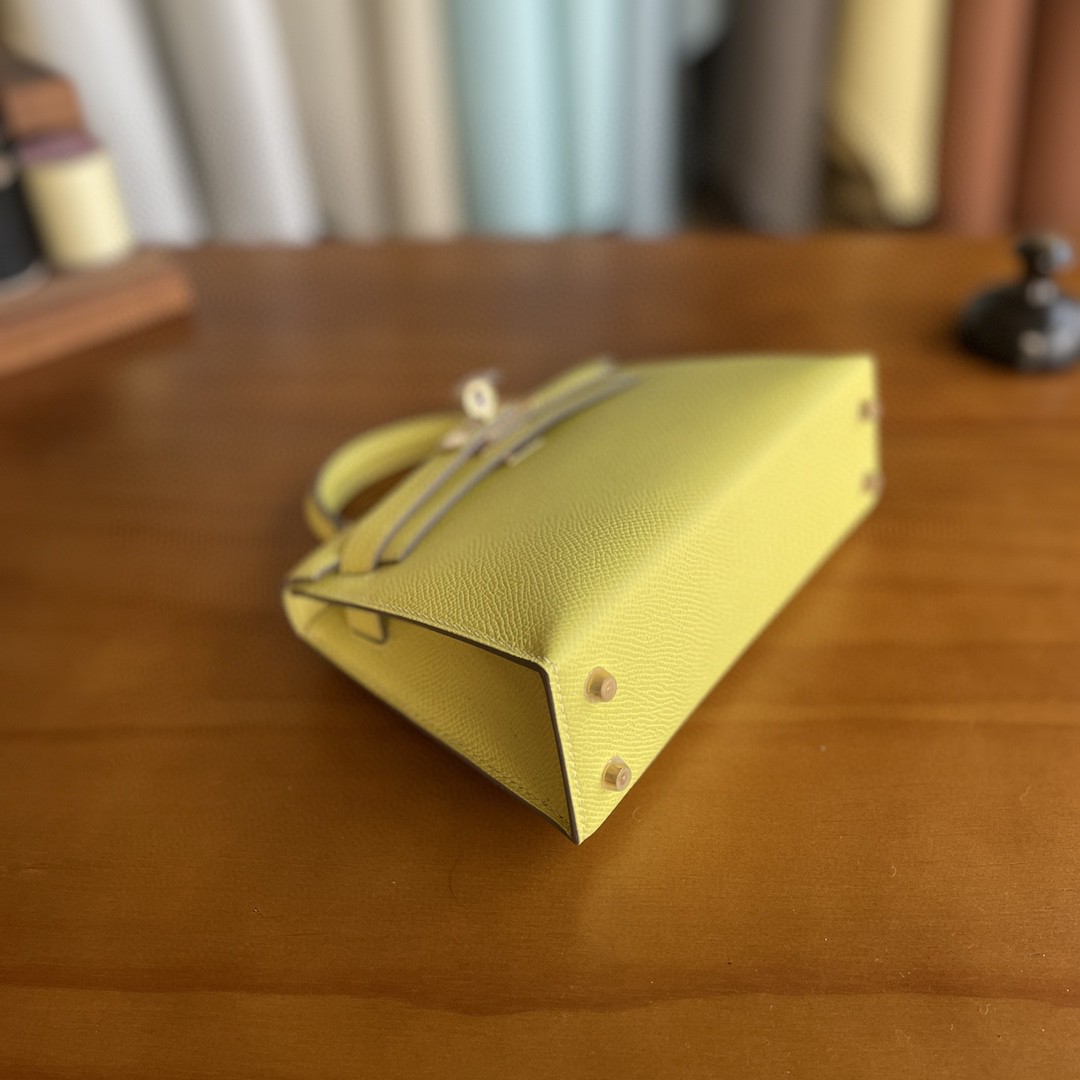 Hermès（爱马仕）mini kelly 迷你凯莉 Epsom 9r 柠檬黄 金扣 19cm