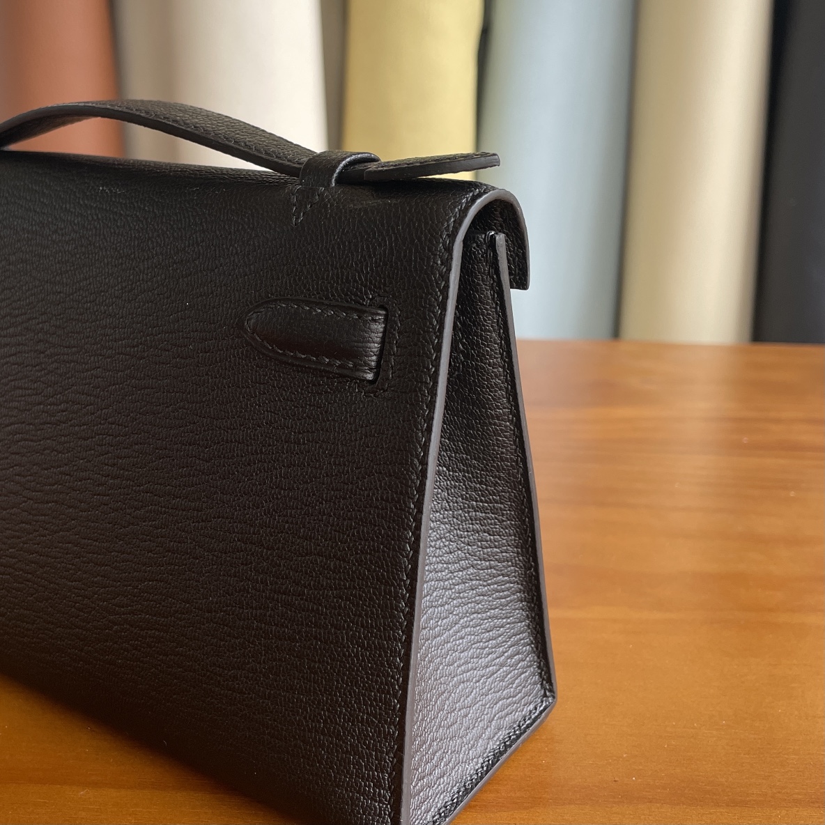 Hermès（爱马仕）mini kelly Pochette 山羊皮 黑色 银扣 22cm