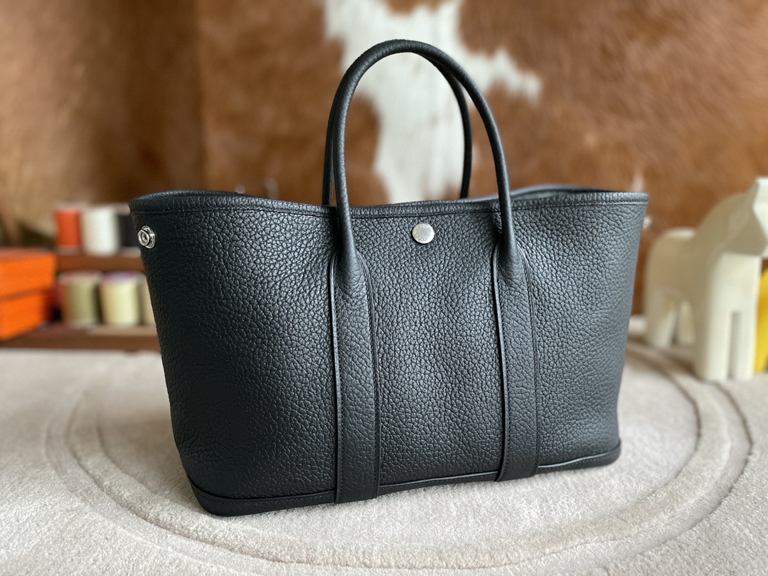 Hermès（爱马仕）Garden Party 花园包 TC 黑色 银扣 30cm