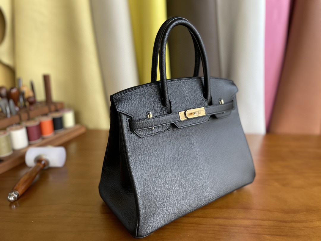 Hermès（爱马仕）Birkin 铂金包 山羊皮 黑色 金扣 30cm