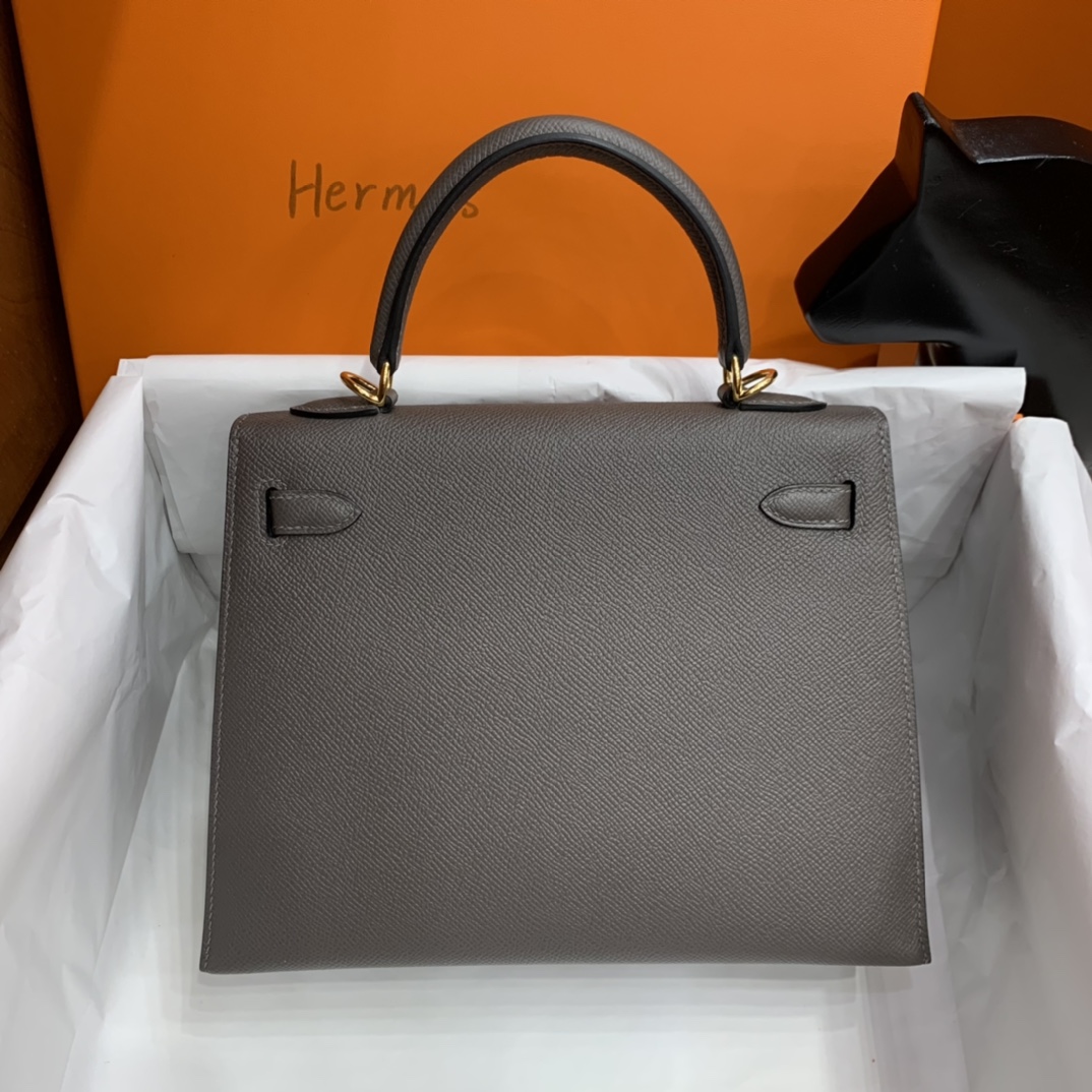 Hermès（爱马仕）Kelly 凯莉包 epsom 锡器灰 金扣 25cm