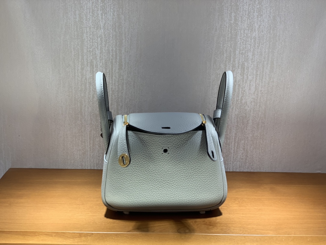 Hermès（爱马仕）Mini lindy 迷你琳迪包 TC皮 海鸥灰 金扣 20cm